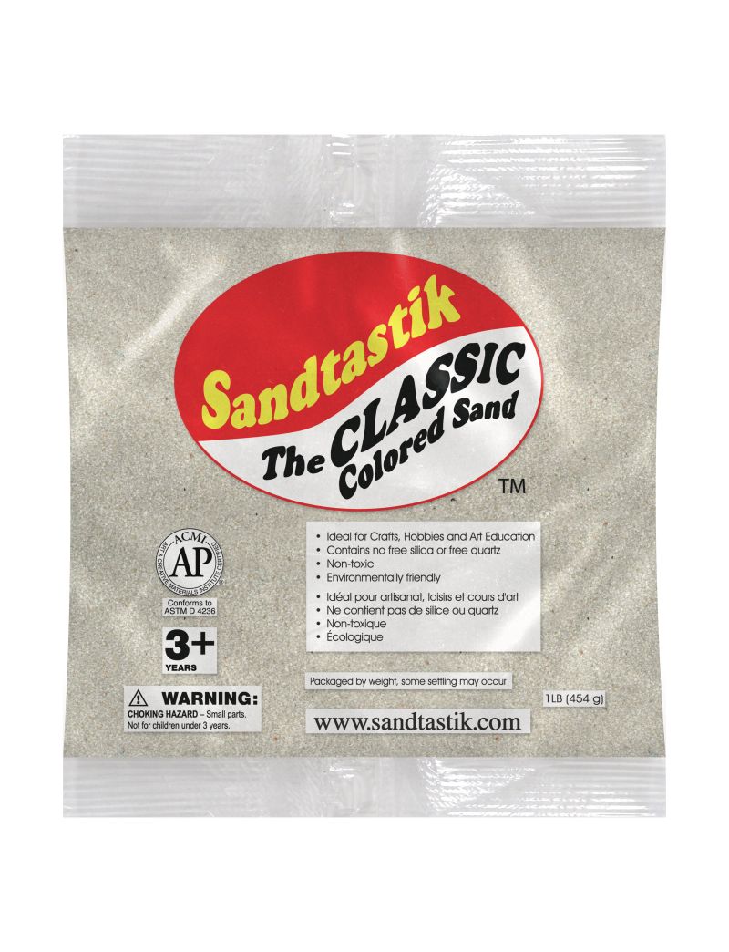 Sandtastik Classic Colored Sand, Grey-1 lb (454 g)