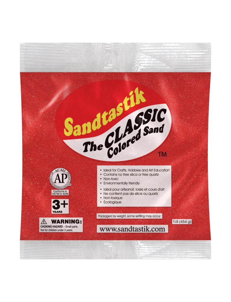 Sandtastik Classic Colored Sand, Red-1 lb (454 g)