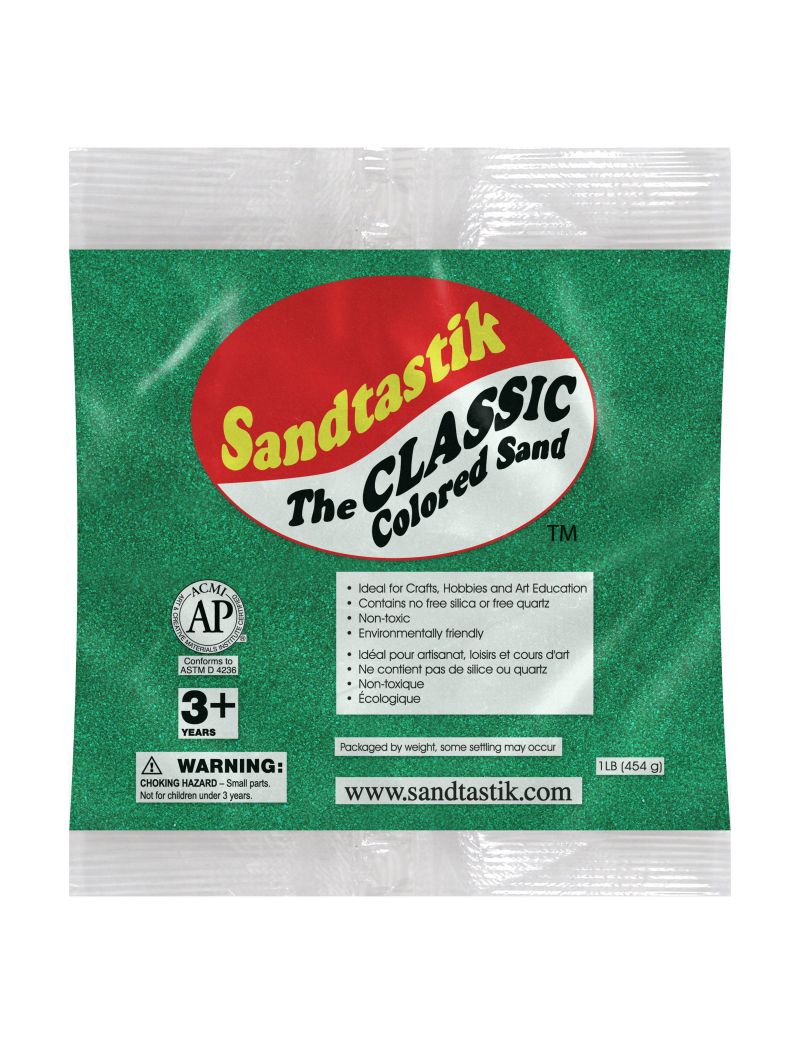 Sandtastik Classic Colored Sand, Emerald Green-1 lb (454 g)