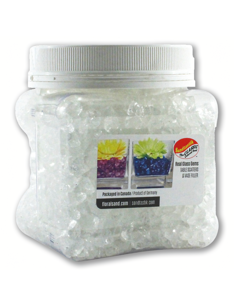 Sandtastik Colored ICE Decorative Glass Gems, Clear-2 lb (908 g)