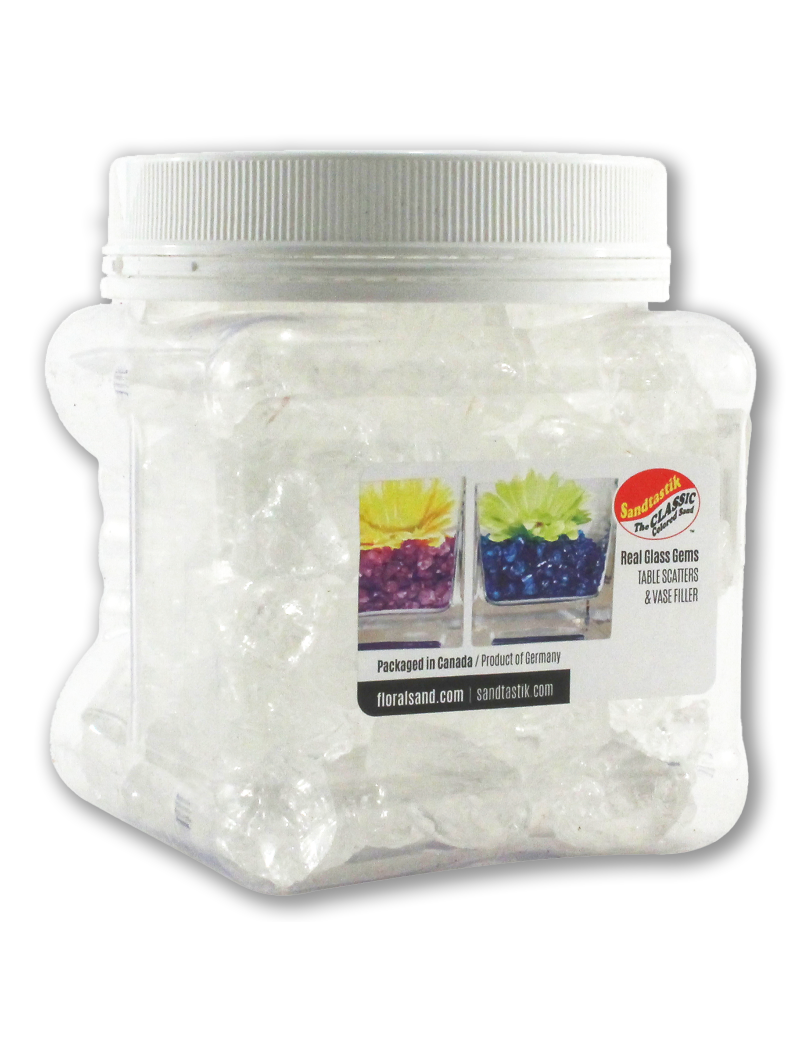 Sandtastik Colored ICE Decorative Glass Gems, Clear Cubes-2 lb (908 g)
