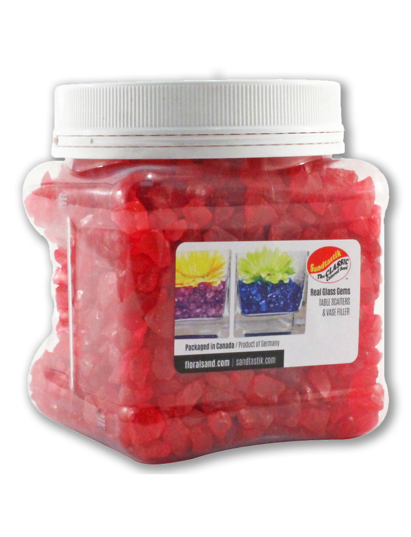 Sandtastik Colored ICE Decorative Glass Gems, Red-2 lb (908 g)