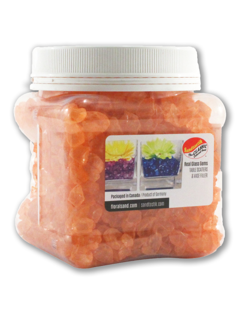 Sandtastik Colored ICE Decorative Glass Gems, Orange-2 lb (908 g)
