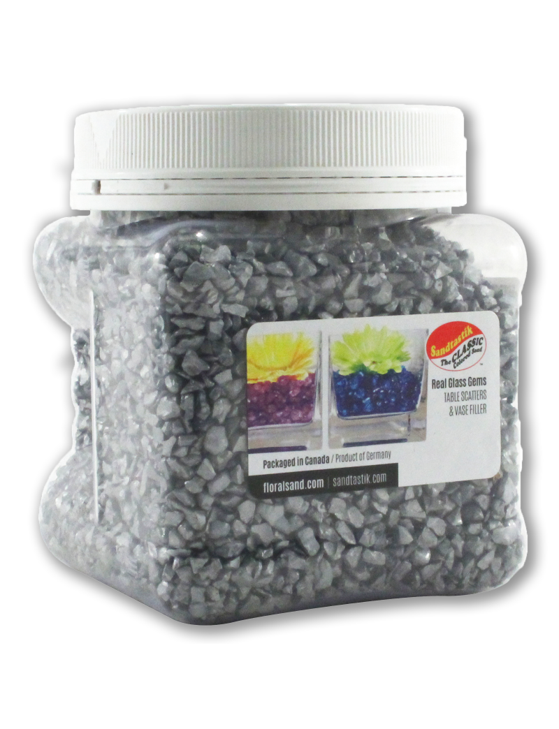 Sandtastik Colored ICE Decorative Glass Gems, Silver-2 lb (908 g)