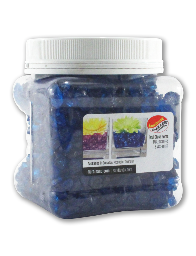 Sandtastik Colored ICE Decorative Glass Gems, Blue-2 lb (908 g)