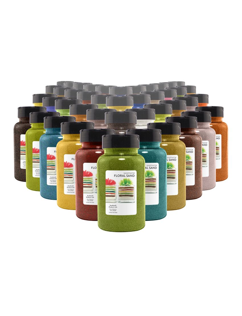 Complete Floral Colored Sand 22 oz Bottle Set