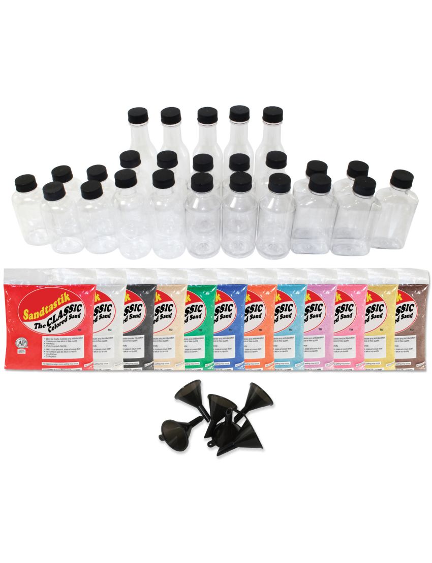 Classic Colored Sand Art Party Pack, Makes 25 Bottles