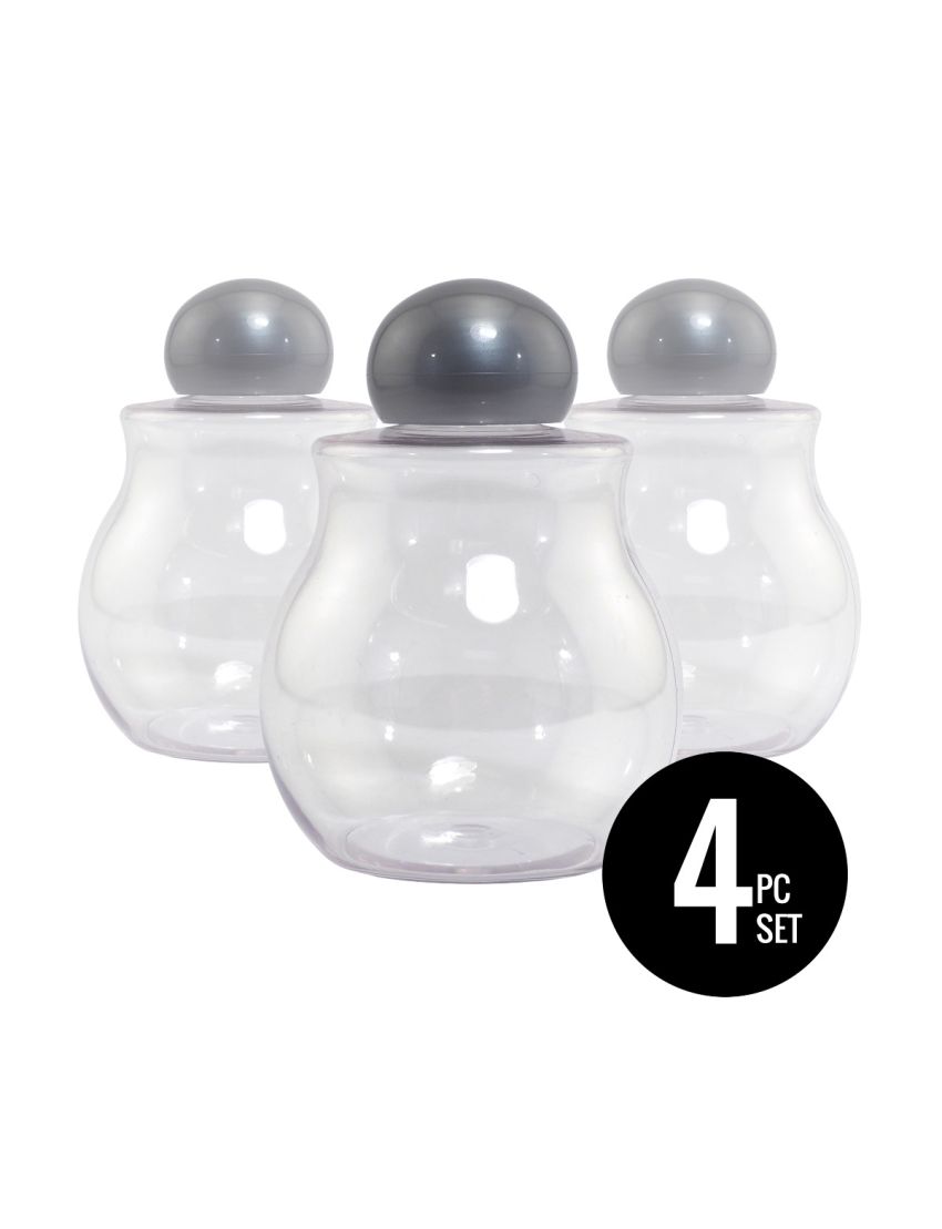 Fancy Round Bulb Sand Art Bottles, Set of 4